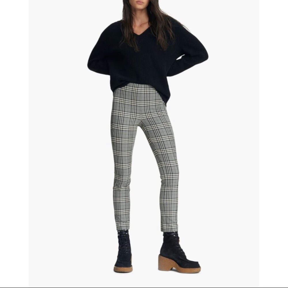 Rag & Bone Simone Gray Plaid Checkered Straight Leg Ankle Pants size 0 - Picture 1 of 10